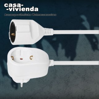 Schutzkontakt-Verlängerung, H05 VV-F 3G x 1,5², mit Power-Split-Stecker, 3 m, weiß