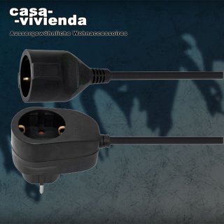 Schutzkontakt-Verlängerung, H05 VV-F 3G x 1,5², mit Power-Split-Stecker, 3 m, schwarz