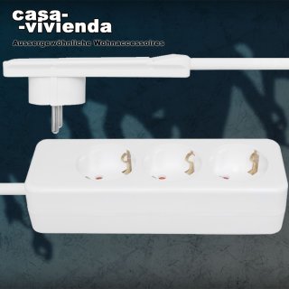 Tischsteckdose-Winkelstecker, superflach, 3-fach, SMARTPLUG, 3 x 1,5², 1,6 m, weiß