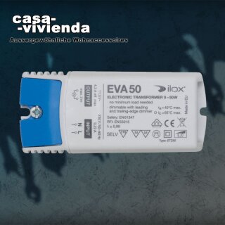 Universal NV-Trafo "R,L,C", dimmbar ohne Mindestlast 0 - 50W, 230V/11,5V, elektronisch "2025-07"