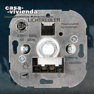 Dimmer, 60-300W, PhasenANschnitt (Dimmer-/Lastkennzeichnung "R") - passend für alle gängigen Schalterprogramm (*55B*) ("2023-06")