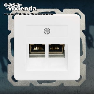 PEHA® Telefon und CAT5-Netzwerkdose 2x8RJ45, mit Schraubklemmen incl. Abdeckung 50x50 (*40C+..*) ("2023")