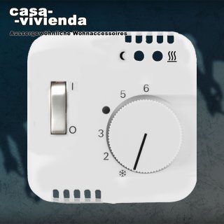 Abdeckung für Raumthermostat mit Schalter BUSCH-JAEGER SI® / KLEIN SI® (1074U) - Alpinweiß RAL9010 (*23D*) ("2023")