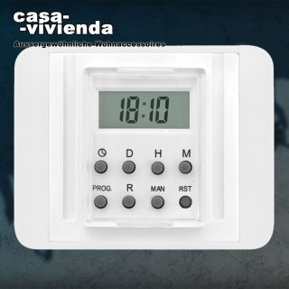 Elektronische LCD-Zeitschaltuhr, Wochenprogramm, 2500 (1500) W, 230 V AC - BUSCH-JAEGER Alpha Nea® - Reinweiß glänzend (RAL9010) (*--*)