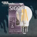 LED-Filamentlampe SIGOR dimmbar, E27/11W-2700K (ersetzt 100W) A++, 1521 lm, klar, AGL (Allgebrauchslampe) L 132, Ø 67 - (1 Stück) ("2021BILD") >