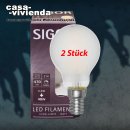 LED-Filamentlampe SIGOR dimmbar, E14/4,5W-2700K (ersetzt 40W) A++, 470 lm, matt (Tropfen-Form) L 80, Ø 45 mm - (2 Stück) ("2021")