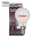 LED-Filamentlampe SIGOR dimmbar, E14/4,5W-2700K (ersetzt 40W) A++, 470 lm, matt (Tropfen-Form) L 80, Ø 45 mm - (5 Stück) ("2021")