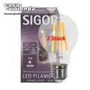 LED-Filamentlampe SIGOR dimmbar, E27/11W-2700K (ersetzt 100W) A++, 1521 lm, klar, AGL (Allgebrauchslampe) L 132, Ø 67 - (2 Stück) ("2021BILD") >