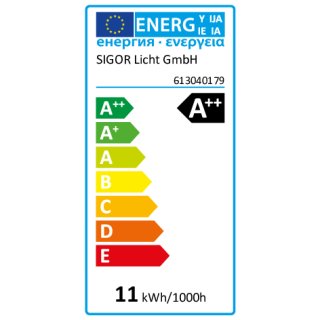 LED-Filamentlampe SIGOR dimmbar, E27/11W-2700K (ersetzt 100W) A++, 1521 lm, klar, AGL (Allgebrauchslampe) L 132, Ø 67 - (5 Stück) ("2021BILD") >
