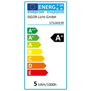 LED-Reflektorlampe SIGOR dimmbar, PAR16 LUXAR GU10/240V-4,1W-3000K (ersetzt 35W) A+ 250 lm Abstrahlwinkel 36° L 54, Ø 50 mm - (5 Stück) ("2021") >