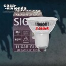 LED-Reflektorlampe SIGOR dimmbar, PAR16 LUXAR GU10/240V-7,0W-2700K (ersetzt 65W) A+ 460 lm Abstrahlwinkel 36° L 54, Ø 50 mm - (2 Stück) ("2021") >