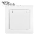IP44 Unterputzsteckdose, erhöhter Berührungsschutz, mit Rahmen, Zentralplatte 55 x 55 mm, mit Klappdeckel, mit Abdeckrahmen, Reinweiß RAL9010