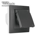 IP44 Unterputzsteckdose, erhöhter Berührungsschutz, mit Rahmen, Zentralplatte 55 x 55 mm, mit Klappdeckel, mit Abdeckrahmen, Antrazit RAL9007