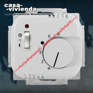 Raumthermostat UP, 1078U, Öffner, 24V, 10A (4A), +5° bis +30°, mit Schalter, KLEIN LX® / BUSCH-JAEGER LX®, Reinweiß / Alpinweiß RAL9010 Version II (mit alternativer Abdeckung) (".. + ..") ("2023")
