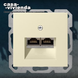 GIRA - CAT6.a Netzwerk-Anschluß-Dose 2x8RJ45 2-fach 1000 MHz, Cremeweiß glänzend (001) RAL1013 (*40D+...*) ("2023EH")