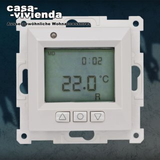 Raumthermostat UP elektronisch, digital mit Display - KLEIN K55® BBwhite® passend zu BUSCH-JAEGER Busch-balance® SI - Reinweiß / Alpinweiß RAL9010 ("2023")