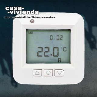 Raumthermostat UP elektronisch, digital mit Display - KLEIN® SI passend zu BUSCH-JAEGER® DURO 2000 REFLEX SI - Reinweiß / Alpinweiß RAL9010 ("2023")