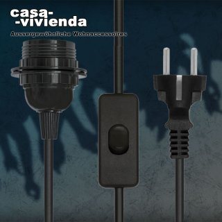 Lampenfassung mit Schalter und Kabel 5m Schwarz (1 Stück) (*2024*)