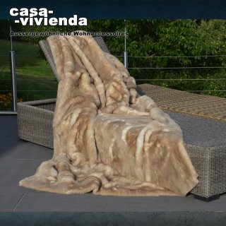 Webpelz / Webpelzdecke "SANTANYÍ" Beige - Rückseite Microfaser Plaidgröße ca. 130/180 cm