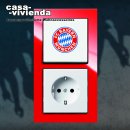 Bundesliga Fanschalter "FC Bayern München - Schalterset 2" (2-fach Kombination Weschselschalter + Schuko-Steckdose und 1-fach Rahmen mit Schuko-Steckdosen) - original BUSCH JAEGER® (*70*) "2022"
